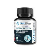 Natxtra Biotin Active + | 60 Capsules | Hair & Skin Health Supplement | Promotes Hair Growth | Helps Prevent Balding and Thinning | Treats Dryness | Made with Biotin, Folic Acid and Iron