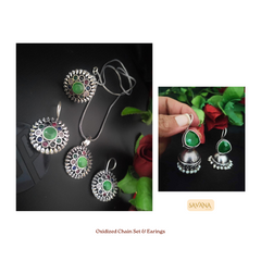 Oxidized Chain Set & Earings - Combo