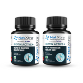 Natxtra Biotin Active + Combo | 60 x 2 Capsules | Hair & Skin Health Supplement | Promotes Hair Growth | Helps Prevent Balding and Thinning | Treats Dryness | Made with Biotin, Folic Acid and Iron