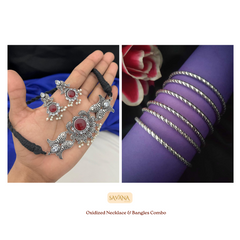 Oxidized Necklace & Bangles - Combo