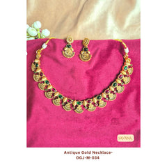 Antique Gold Necklace Set with Earrings