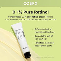 COSRX The Retinol 0.1 Cream, 0.67 Fl. Oz – Anti-Aging, Wrinkle Care