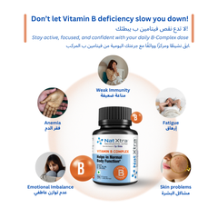 Natxtra | Vitamin B Complex | 60 Capsules | Supports in Enhancing Normal Body Function